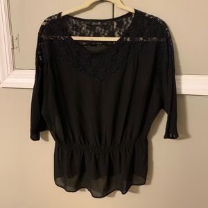 Black/Lace peplum top